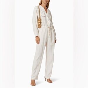 Overlover Laurel Cotton Jumpsuit - white seersucker